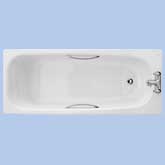 Water Saving 1500×700 Shallow Steel Bath.  Incl. CP Grips & Slip Resist, 2 Tap