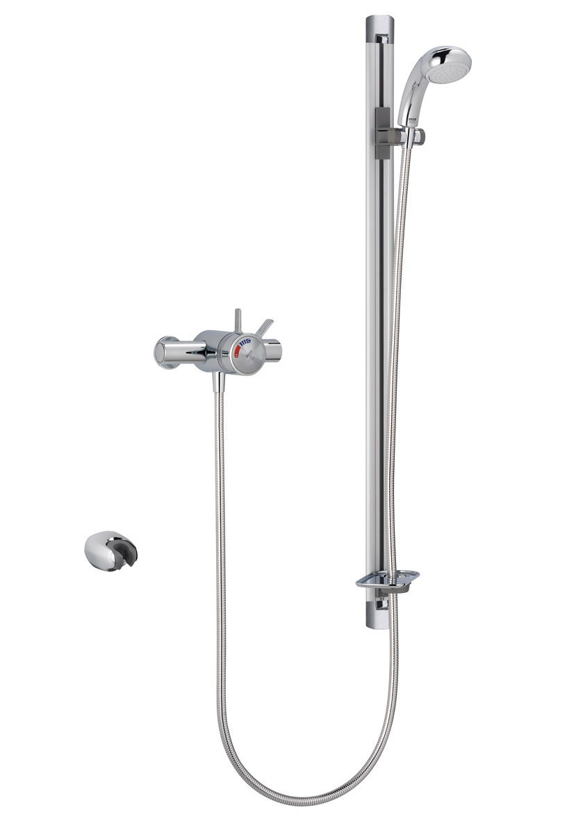 Mira Select Flex Surface Mounted thermostatic mixer shower control with variable height shower fittings