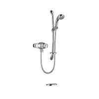 Mira Excel exposed thermostatic mixing valve with variable height shower fittings.
