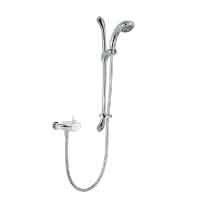 Mira Miniduo & Eco Showerhead surface mounted dual control thermostatic mixer shower with exposed and variable height fittings
