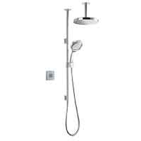 Mira Vier Dual pumped ceiling fed digital shower with variable height shower fittings and diverter to fixed showerhead
