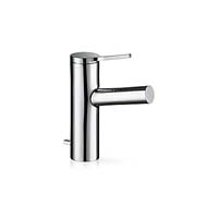 Monobloc basin mixer with integrated flow straightener, flexible installation hoses and pop up waste.