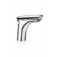Monobloc Basin Mixer with integrated flow straightener, flexible installation hoses and chrome waste.