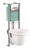 BCM350 Adjustable WC support frame, factory set to 4/2.6l, quiet fill delayed action inlet valve, supplied with, Vitra S50 WC, Principaute premium toilet seat, Smarty bright chrome flush plate