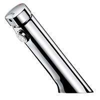 Deck-mounted time flow basin tap