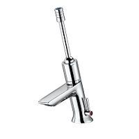 Self-closing basin mixer