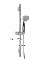 Three function handset with rub clean nozzles and Flexi-Fit riser rail. Easy maintenance and installation. ECO feature offers a saving of up to 50%. Compatible with most showers.