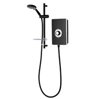 Matte black finish 8.5kW electric shower with all black shower kit, soft touch button controls and phased shutdown to reduce limescale build up.