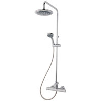 A thermostatic bar diverter mixer shower which diverts flow between a fixed shower head and handheld shower head. Suitable for use with all water systems.
