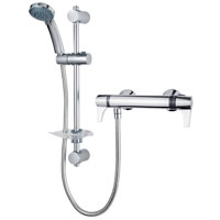 A thermostatic bar mixer shower with lever handles for low resistance, easy operation of the flow and temperature controls and automatic shutdown if hot or cold supplies fail.