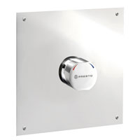Timed mixer tap for built-in installation with brass body and chrome ARTE push button. Automatic flow regulator. – Grifo temporizado mezclador para instalación empotrada con cuerpo de latón y pulsador ARTE cromado. Regulador automático de caudal.