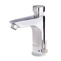 Eco-friendly timed mixer tap for installation on shelf with chrome-plated brass body – Grifo temporizado ecológico mezclador para instalación sobre repisa con cuerpo de latón cromado