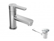 BASIN MIXER WITH COLD START AND FLOW RESTRICTOR (INCLUDING AUTOMATIC WASTE)