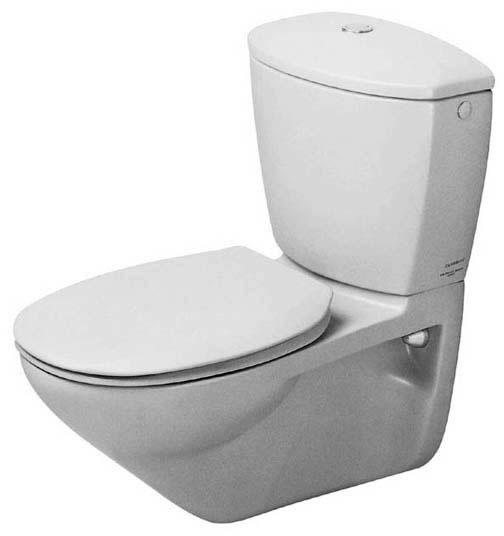 Toilet wall mounted close coupled 650 mm Duraplus Practica-Cascade, colour White, washdown model