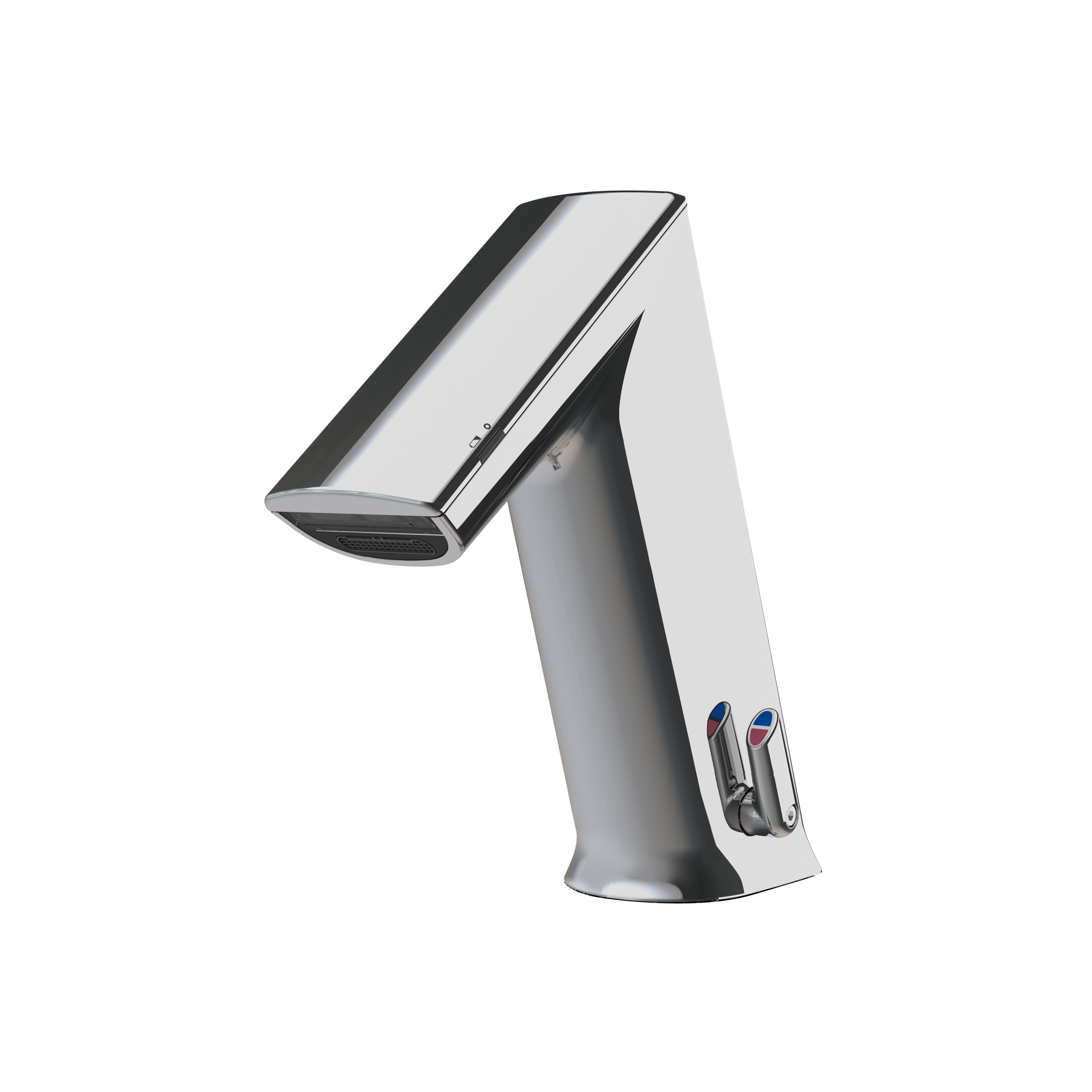 KWCIQUA basin fixed spout A145, without pop-up, battery operation, with temp. mixing, Public GS10