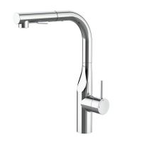 Single-lever kitchen mixer with swivel spout and two-function pull-out shower