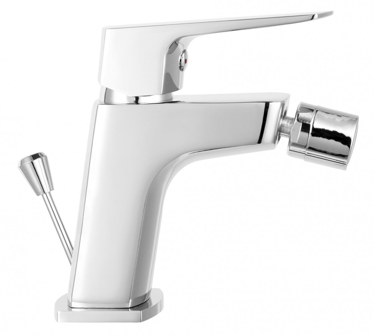 Single lever standing bidet mixer. The product is available in black matt, black/gold, and gold gloss finish.