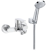 Wall-mounted single lever bath-shower mixer