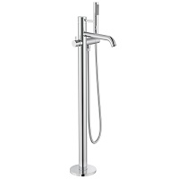 Free-standing single lever bath-shower mixer with accessories  (available finishings: chrome, matt black, titanium black and shiny rose gold)