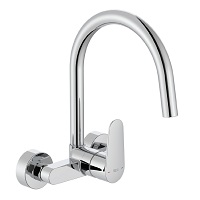 Wall-mounted single lever high swivel spout sink mixer