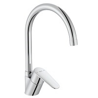 Deck-mounted single lever high swivel spout sink mixer