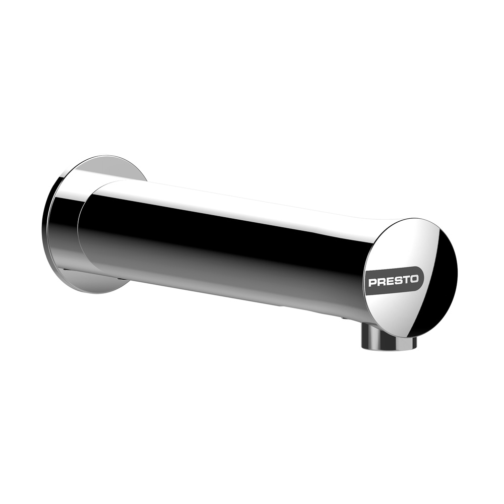 Single wall-mounted sensor tap. / Grifo electronico Sensia de lavabo Prestorizon L por sensor e instalacion mural, funcionamiento con pilas.