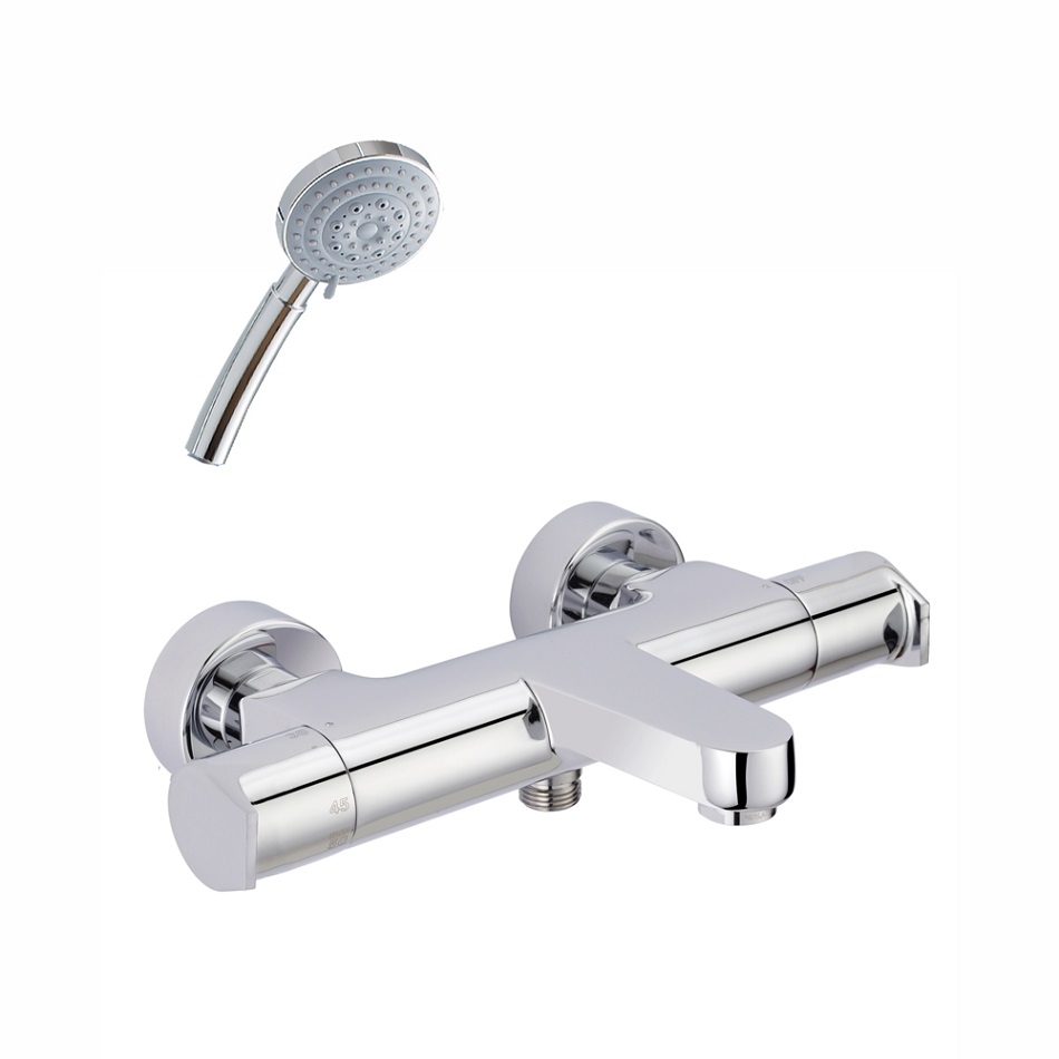 Single lever basin mixer floor-standing with push-open waste set – diamond cut
