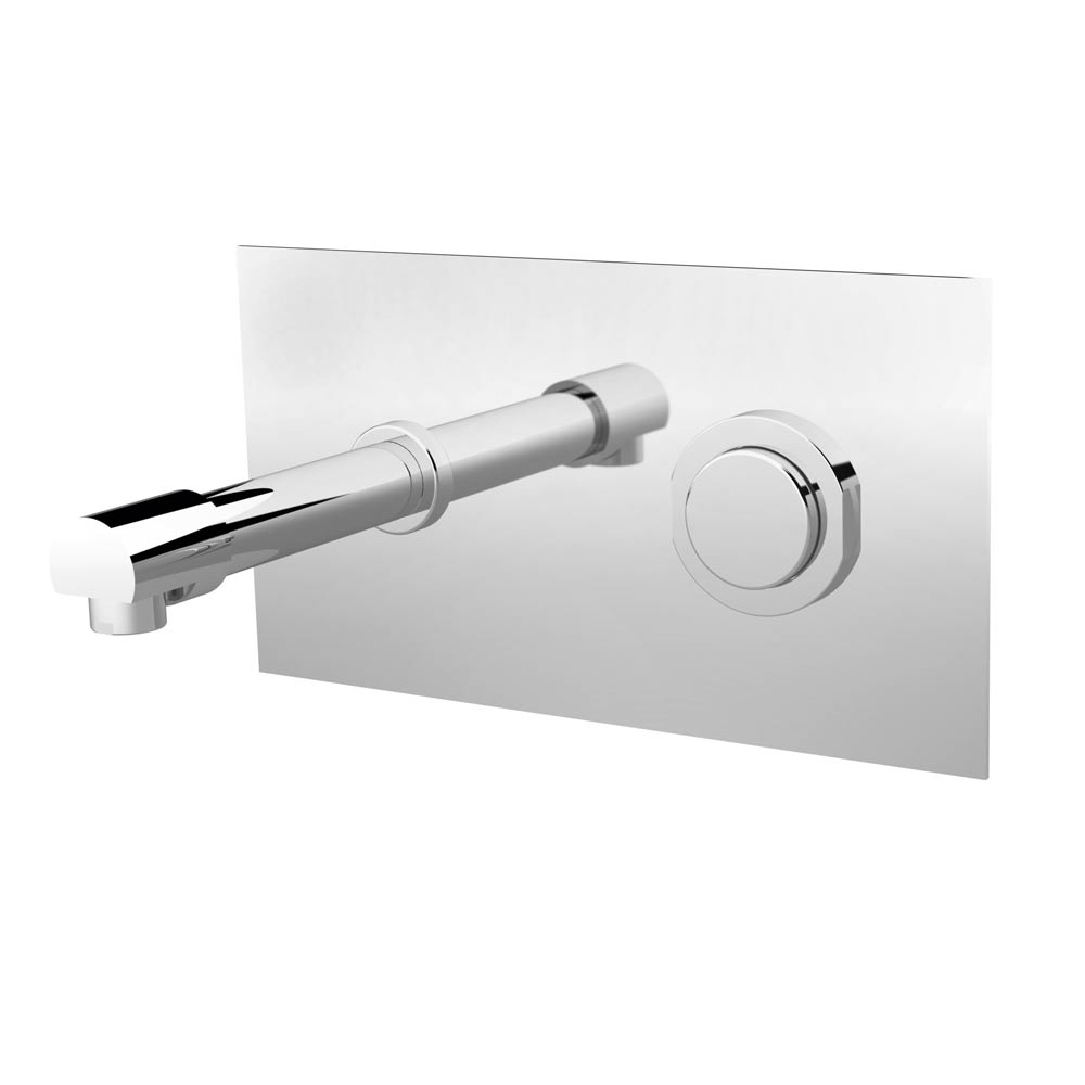 Wall-mounted ecological shut off tap with chromed brass body. / Grifo temporizado Lavabo de un agua,para instalacion mural,apertura por pulsador.