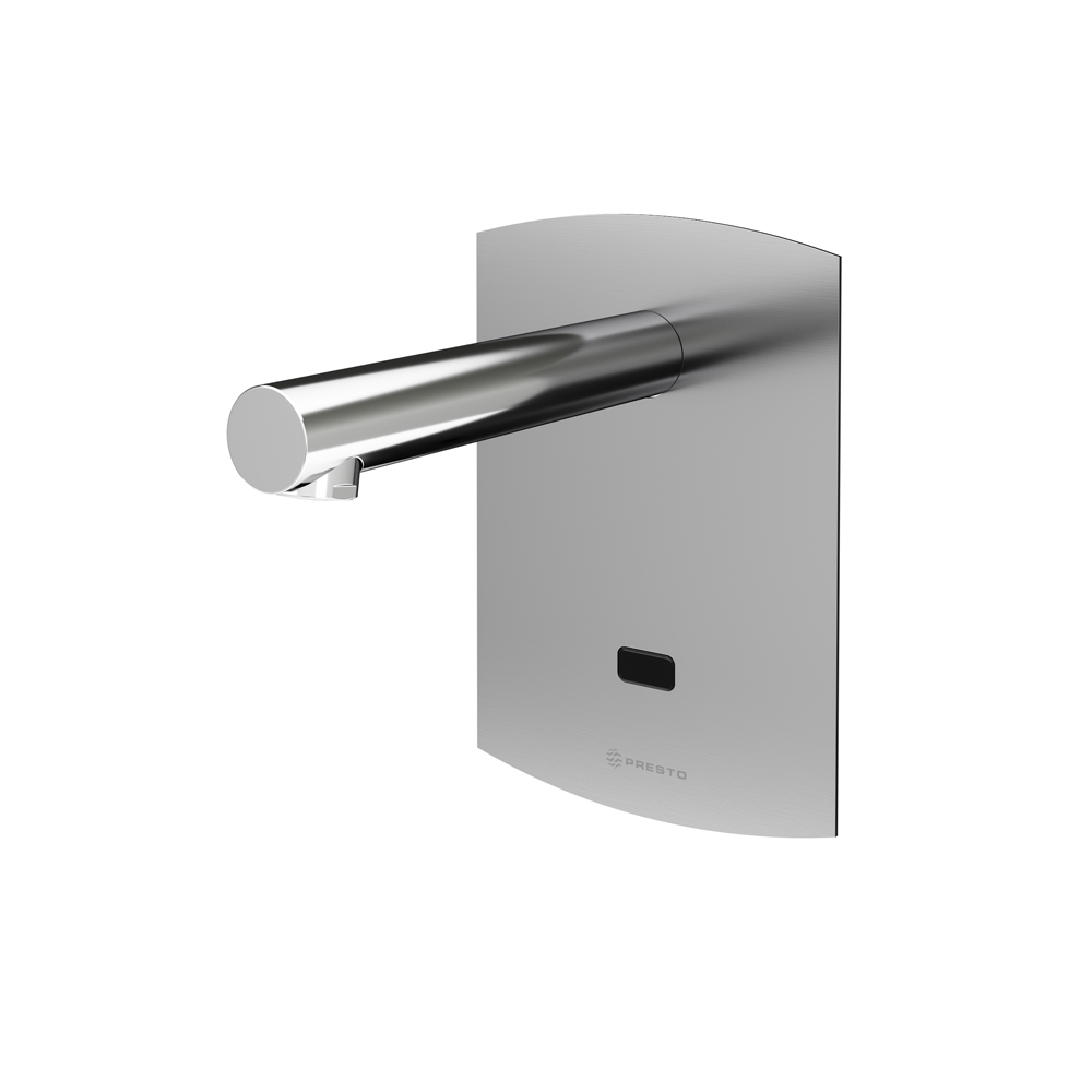 Wall-mounted single sensor tap. / Grifo electronico con celula de detencion para lavabo un agua Presto Domo Sensia P con sensor e instalacion mural.