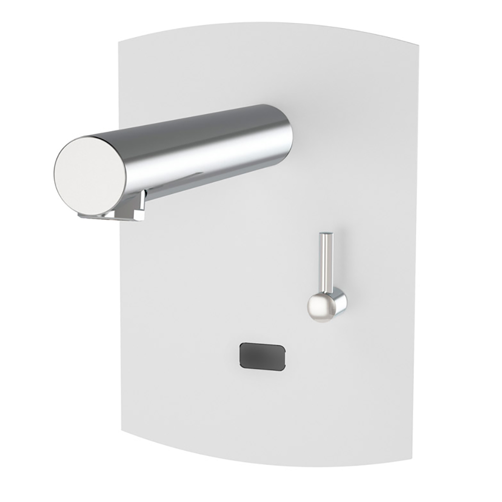 Wall-mounted sensor mixer. / Grifo electronico con celula de detencion para lavabo mezclador Presto Domo Sensia PM con sensor e instalacion mural.