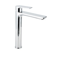 Single-lever tall basin mixer with aerator and flexible hoses 3/8″ >350mm.