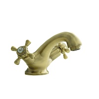 Two-handled basin mixer with aerator and flexible hoses 3/8″ >350mm.