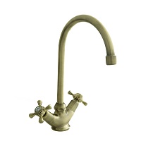 Two-handled sink mixer with aerator, swivel tube spout and flexible hoses 3/8″ >350mm.
