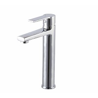 Single-lever tall basin mixer with aerator and flexible hoses 3/8″ >350mm.