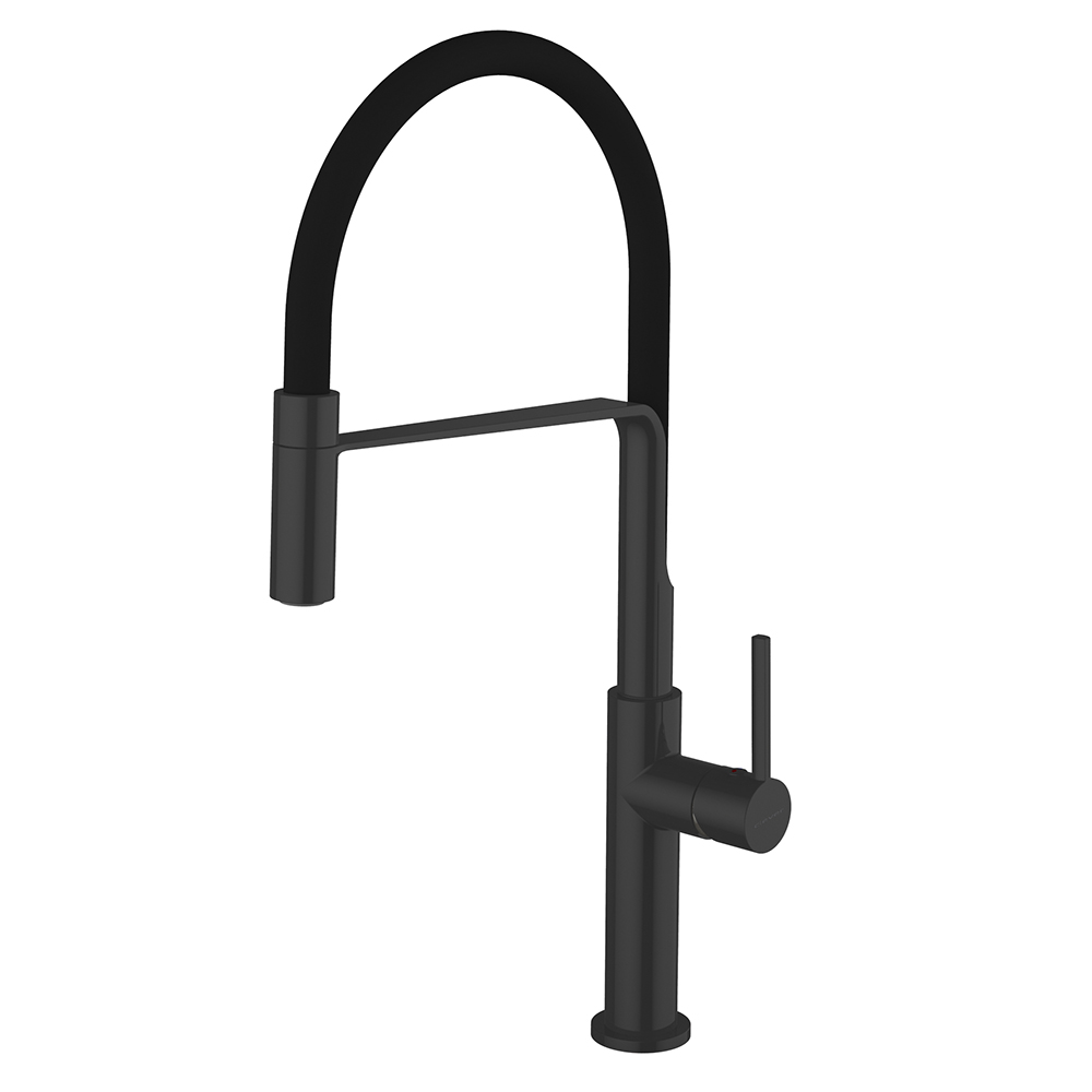 Single-lever sink mixer with aerator, swivel spout and flexible hoses 3/8″ >350mm.