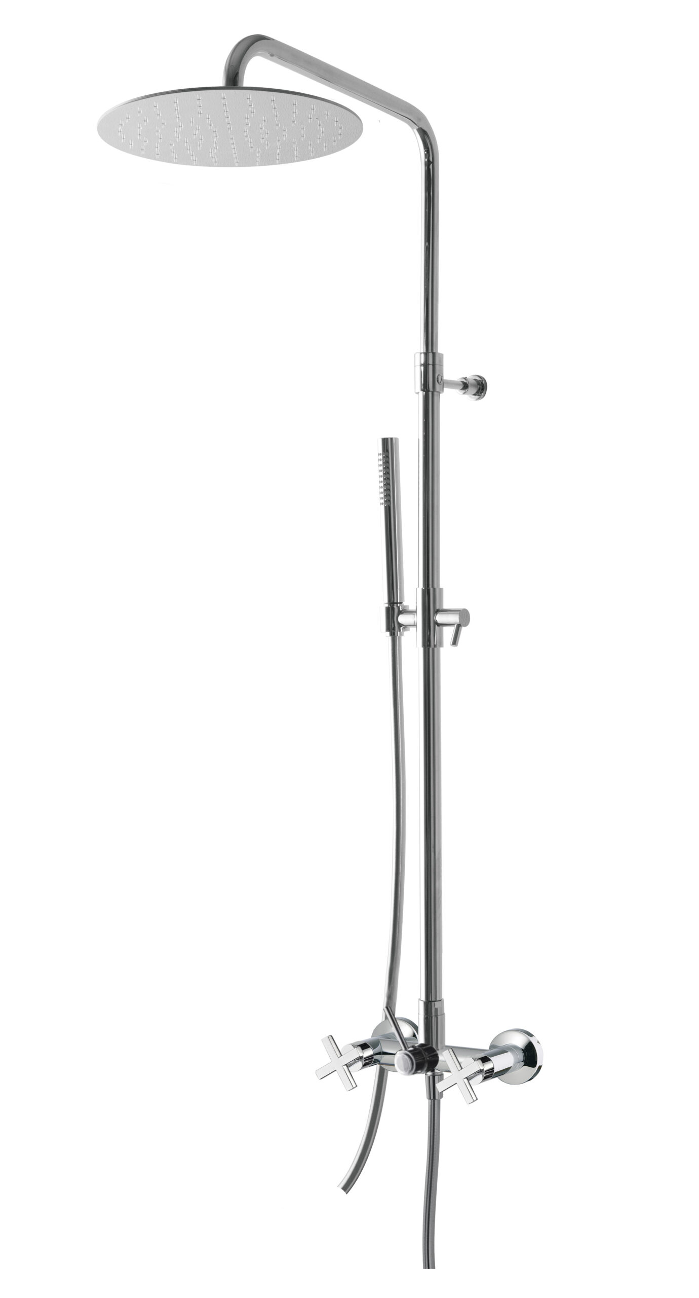 Wall-mtd. shower set, anti-limescale hand-shower and shower head