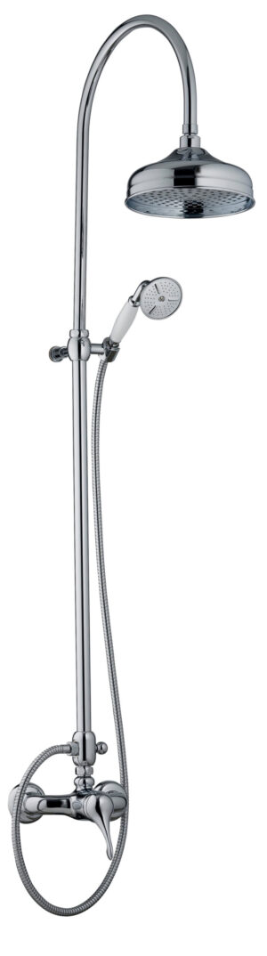 Wall-mtd. shower set, anti-limescale hand-shower and shower head