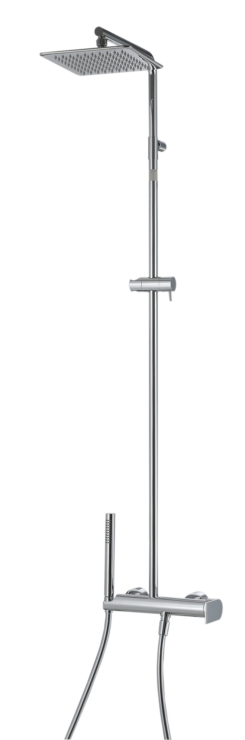 Wall-mtd. shower set, anti-limescale hand-shower and shower head
