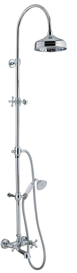 Wall-mtd. bathtub set, anti-limescale hand-shower and shower head