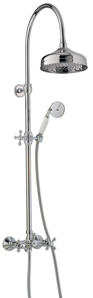 Wall-mtd. shower set, anti-limescale hand-shower and shower head