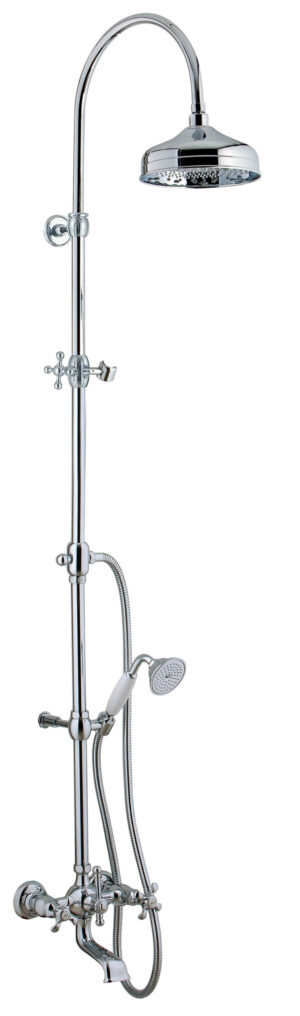 Wall-mtd. bathtub set, anti-limescale hand-shower and shower head