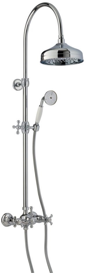 Wall-mtd. shower set, anti-limescale hand-shower and shower head