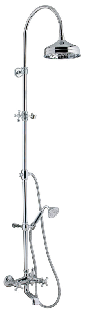Wall-mtd. bathtub set, anti-limescale hand-shower and shower head
