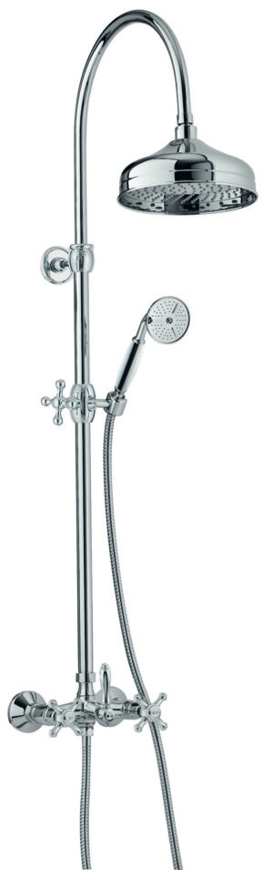 Wall-mtd. shower set, anti-limescale hand-shower and shower head