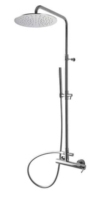 Wall-mtd. shower set, anti-limescale hand-shower and shower head