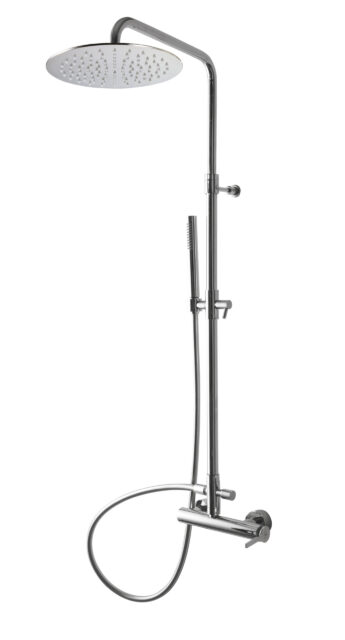 Wall-mtd. shower set, anti-limescale hand-shower and shower head