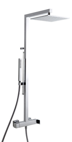 Wall-mtd. shower set, anti-limescale hand-shower, shower head and sliding bar