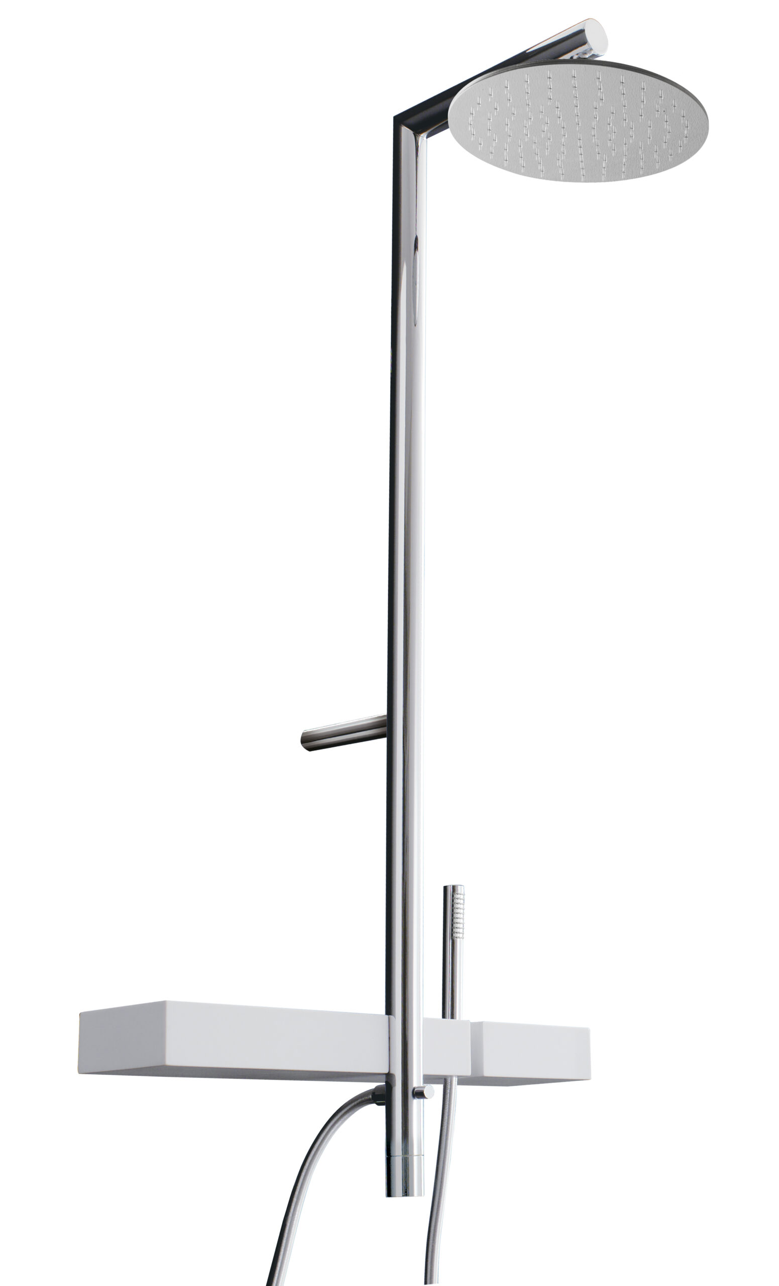 Wall-mtd. shower set, anti-limescale