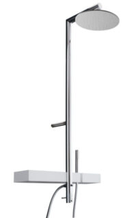 Wall-mtd. thermostatic shower COAX set, anti-limescale hand-shower and shower head