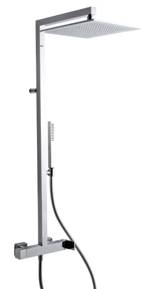 Wall-mtd. shower set, anti-limescale hand-shower and shower head